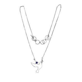 Short necklace - TINY PALOMA 40 -lapis lazuli /silver plated